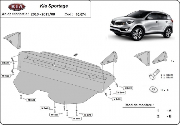 Steel sump guard for Kia Sportage