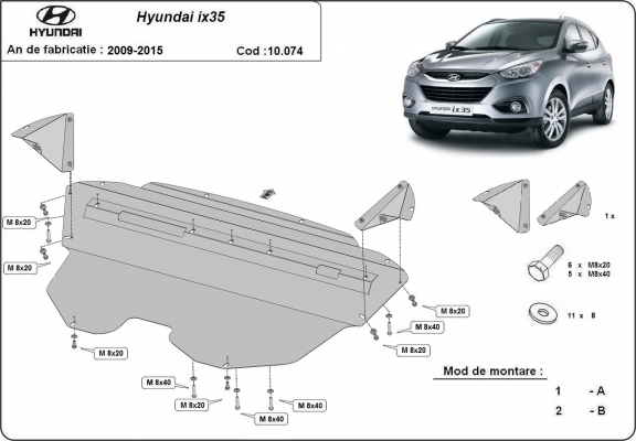 Steel sump guard for Hyundai IX35