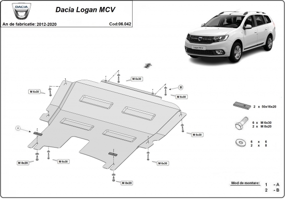 Steel sump guard for Dacia Logan MCV