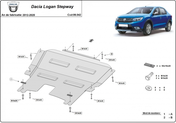 Steel sump guard for Dacia Logan Stepway