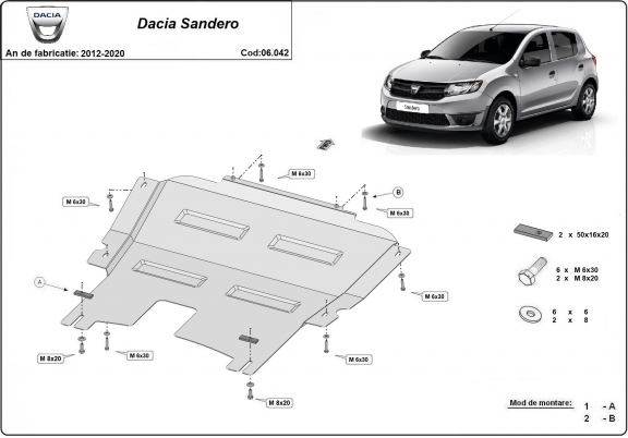 Steel sump guard for Dacia Sandero 2