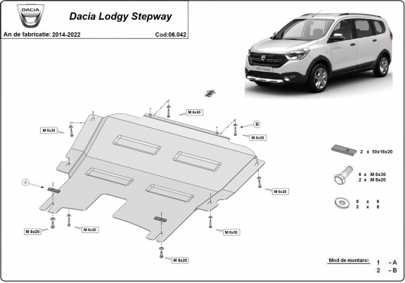 Steel sump guard for Dacia Lodgy Stepway
