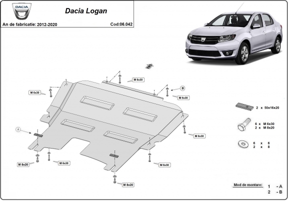 Steel sump guard for Dacia Logan 2