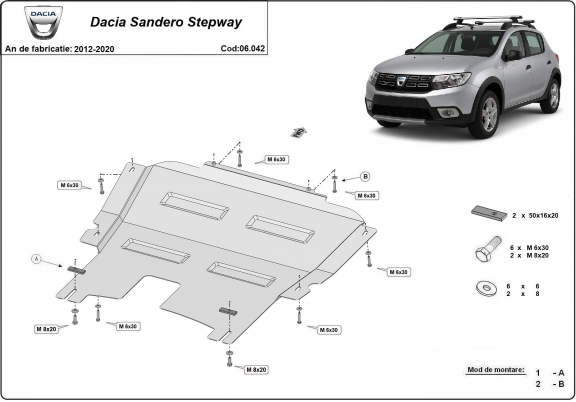 Steel sump guard for Dacia Sandero Stepway