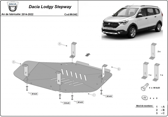 Steel fuel tank guard  for Dacia Lodgy Stepway