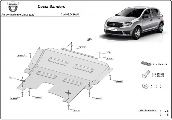 Aluminum sump guard for DACIA  SANDERO 2