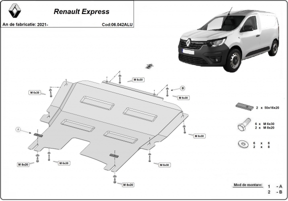 Aluminum sump guard for Renault Express