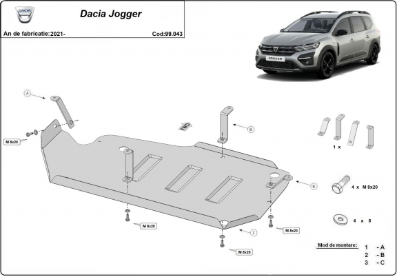 Steel fuel tank guard  for Dacia Jogger