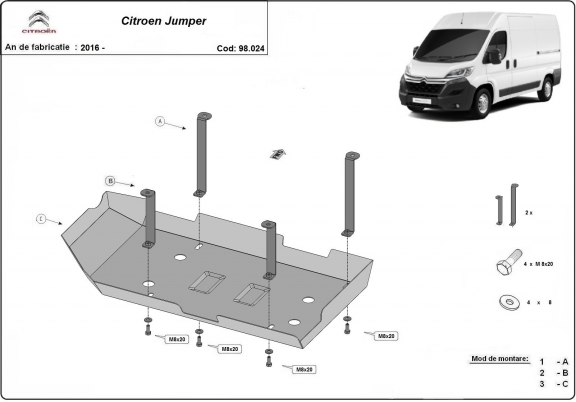 Steel AdBlue tank guard for Citroen Jumper
