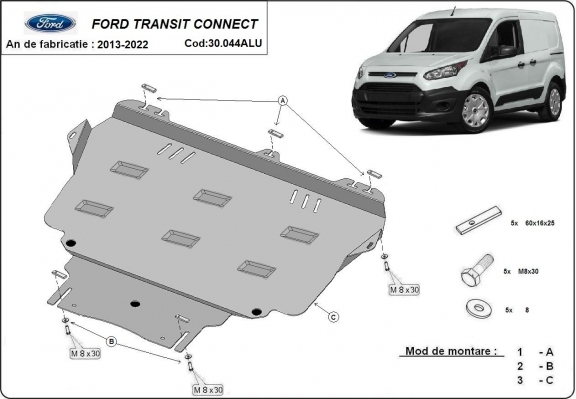 Aluminium  sump guard for Ford Transit Connect