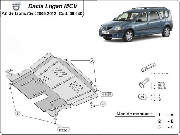 Steel sump guard for Dacia Logan 1 MCV