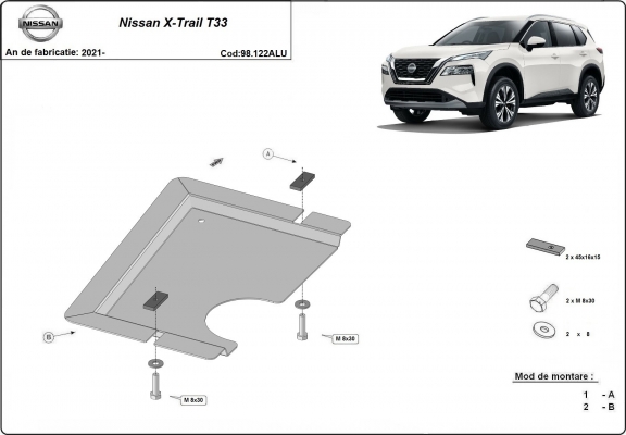 Aluminum diferential guard for Nissan X-Trail T33