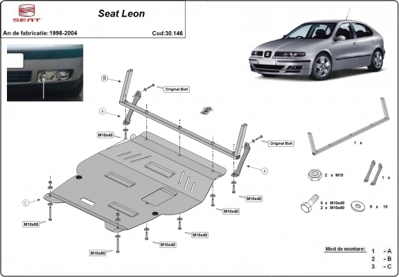 Steel sump guard for Seat Leon Mk1 