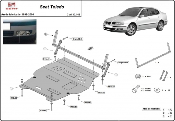 Steel sump guard for Seat Toledo 2