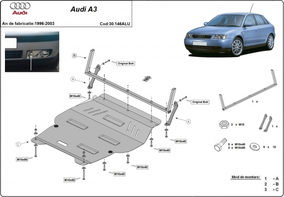 Aluminum sump guard for Audi A3