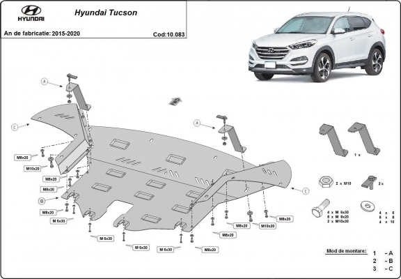 Steel sump guard for Hyundai Tucson