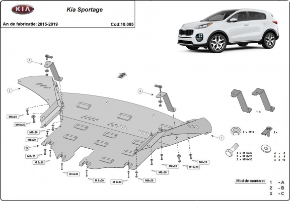Steel sump guard for Kia Sportage