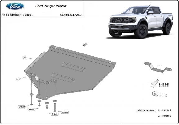 Aluminum gearbox guard for Ford Ranger Raptor