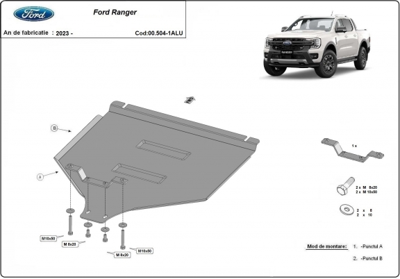 Aluminum gearbox guard for Ford Ranger