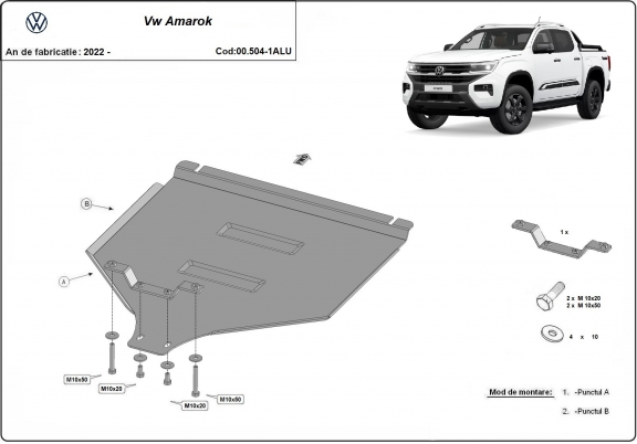 Aluminum gearbox guard for Volkswagen Amarok
