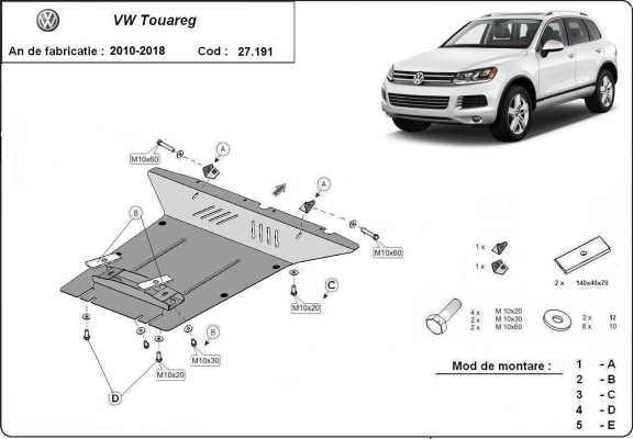 Steel sump guard for VW Touareg 7P