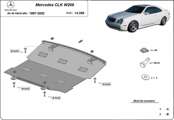 Steel sump guard for Mercedes CLK W208