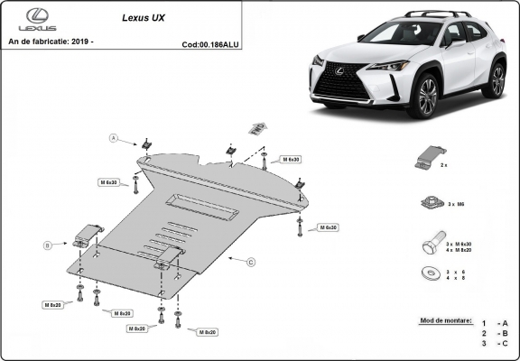 Aluminum catalytic converter guard/cat lock for Lexus UX