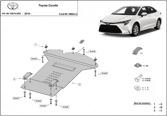 Aluminum catalytic converter guard/cat lock for Toyota Corolla