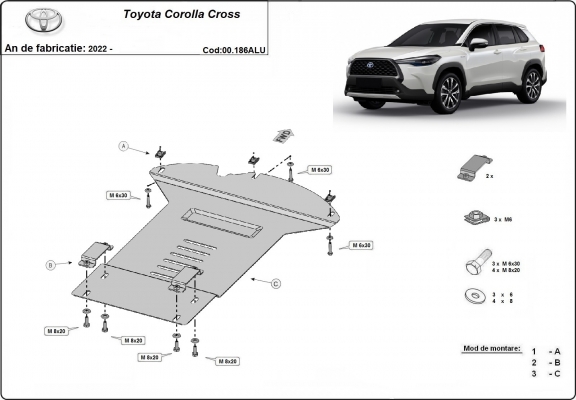 Aluminum catalytic converter guard/cat lock for Toyota Corolla Cross