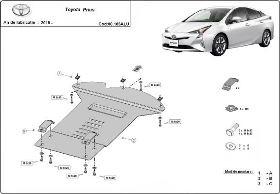Aluminum catalytic converter guard/cat lock for Toyota Prius