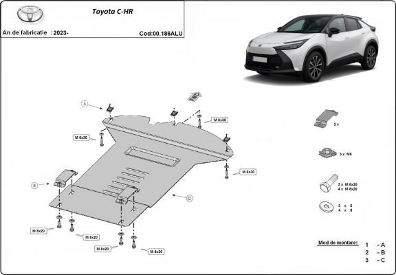 Aluminum catalytic converter guard/cat lock for Toyota C-HR