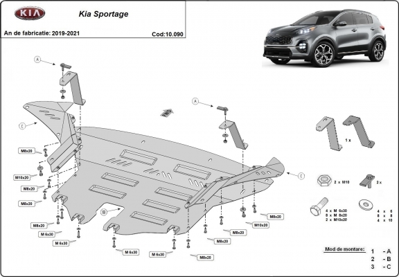 Steel sump guard for Kia Sportage