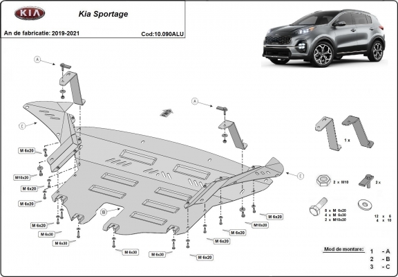 Aluminum sump guard for Kia Sportage