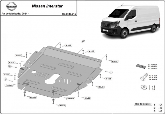 Steel sump guard for Nissan Interstar