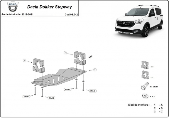 Steel guard for Stop&Go system, EGR Dacia Dokker Stepway