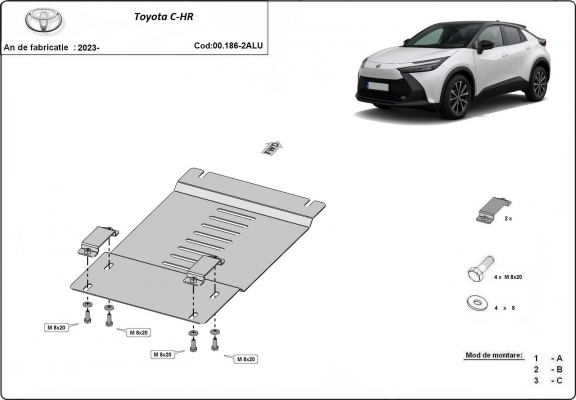 Aluminum catalytic converter guard/cat lock for Toyota C-HR