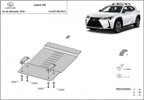 Aluminum catalytic converter guard/cat lock for Lexus UX
