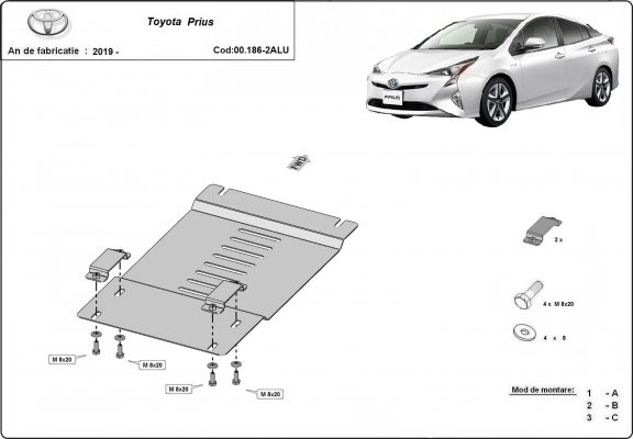 Aluminum catalytic converter guard/cat lock for Toyota Prius