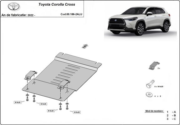 Aluminum catalytic converter guard/cat lock for Toyota Corolla Cross