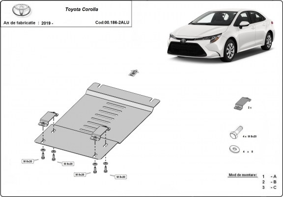 Aluminum catalytic converter guard/cat lock for Toyota Corolla