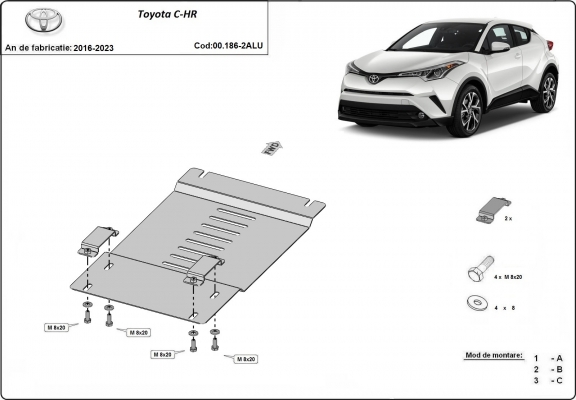 Aluminum catalytic converter guard/cat lock for Toyota C-HR