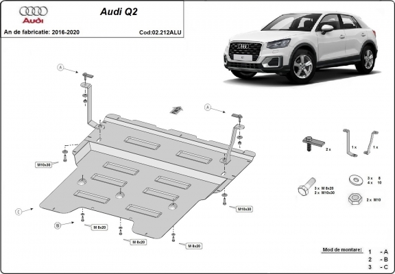Aluminum sump guard for Audi Q2