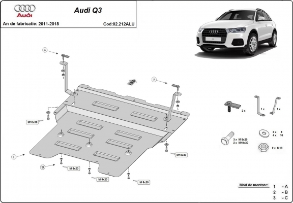 Aluminum sump guard for Audi Q3