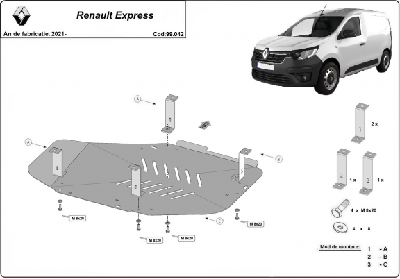 Steel fuel tank guard  for Renault Express