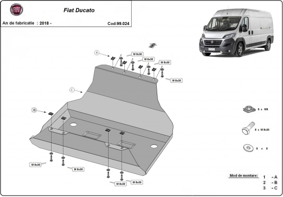 Steel fuel tank guard  for Fiat Ducato