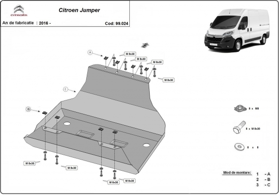 Steel fuel tank guard  for Citroen Jumper