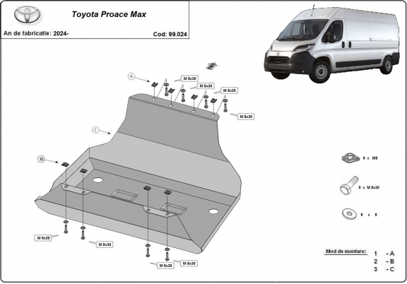 Steel fuel tank guard  for Toyota Proace Max