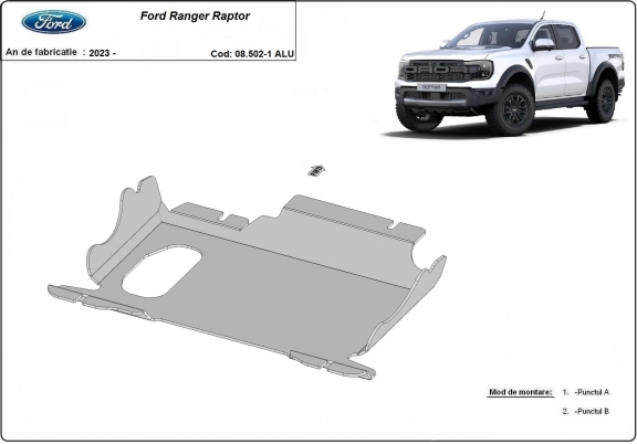 Aluminum sump guard for Ford Ranger Raptor