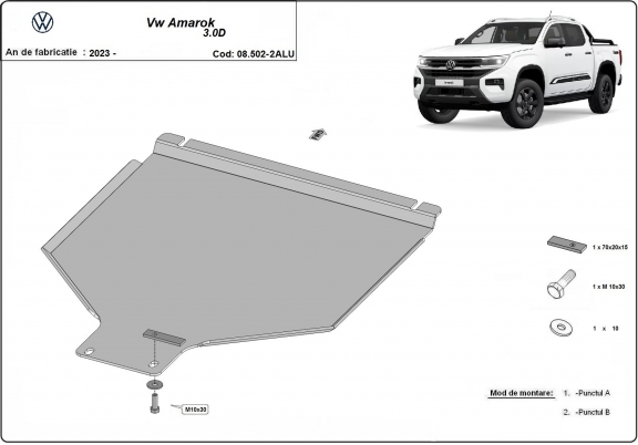 Aluminum gearbox guard for Volkswagen Amarok
