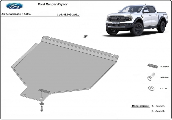 Aluminum gearbox guard for Ford Ranger Raptor